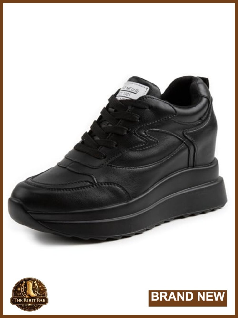 Women's Wedge Sneakers - Leather Upper, 3.94" Hidden Heel Platforms